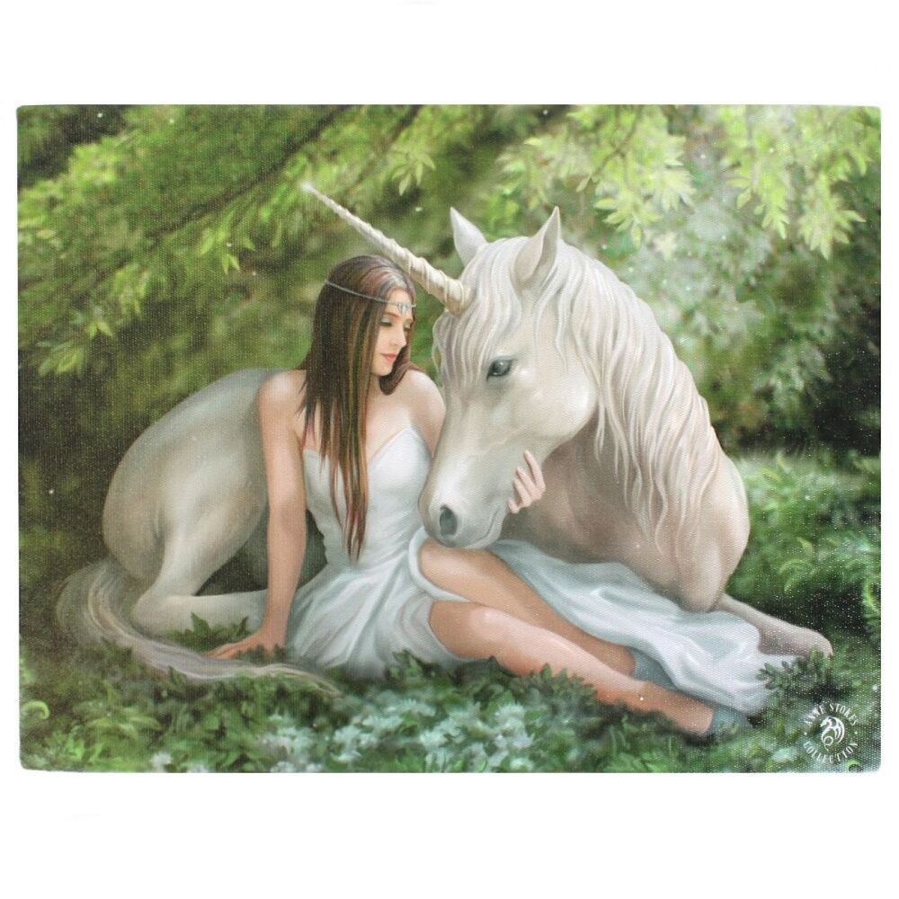 Pure Heart Unicorn Canvas Wall Print by Anne Stokes 25x19cm