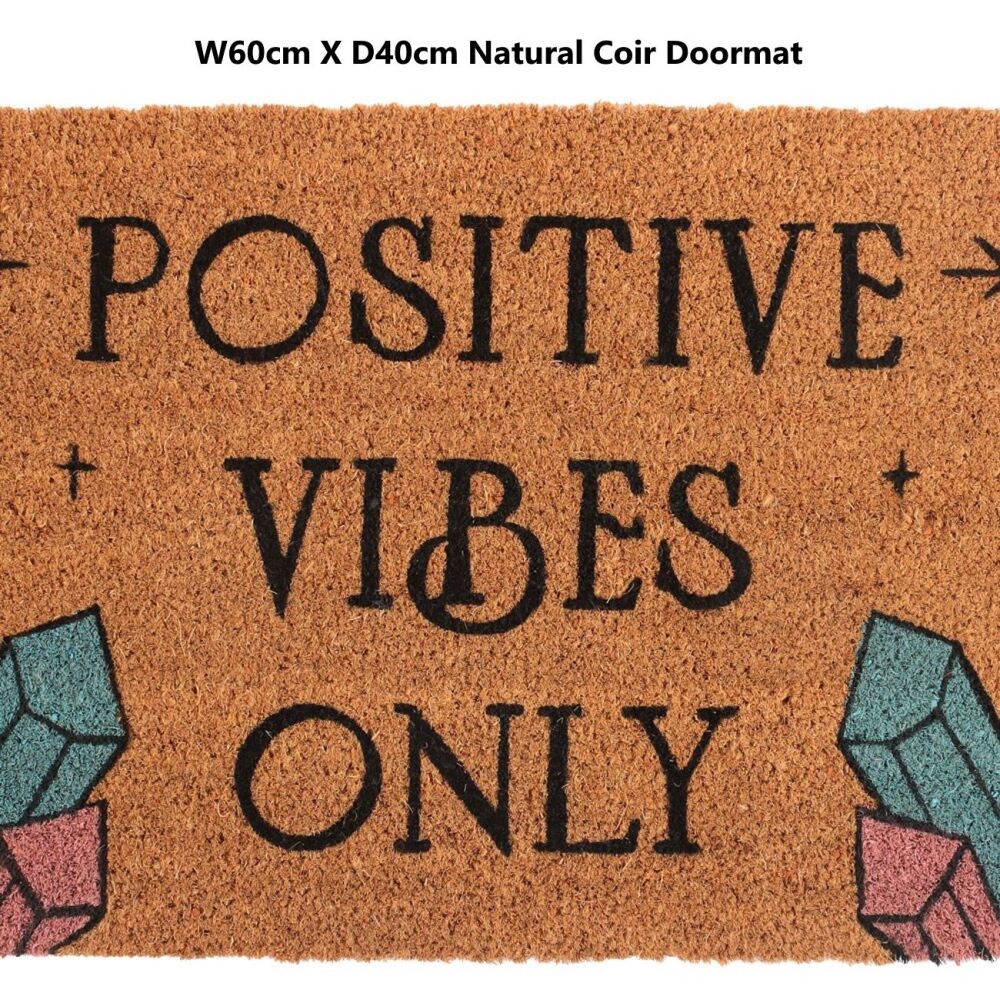 Positive Vibes Only Crystals Coir Doormat