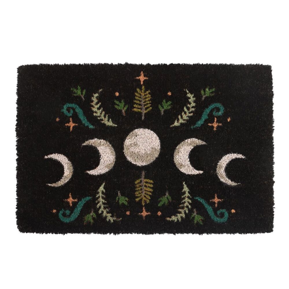 Dark Forest Moon Phase Black Doormat