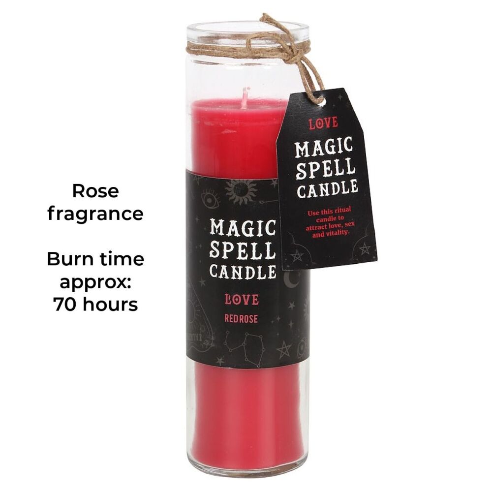 Love Red Rose Magic Spell Pillar Candle