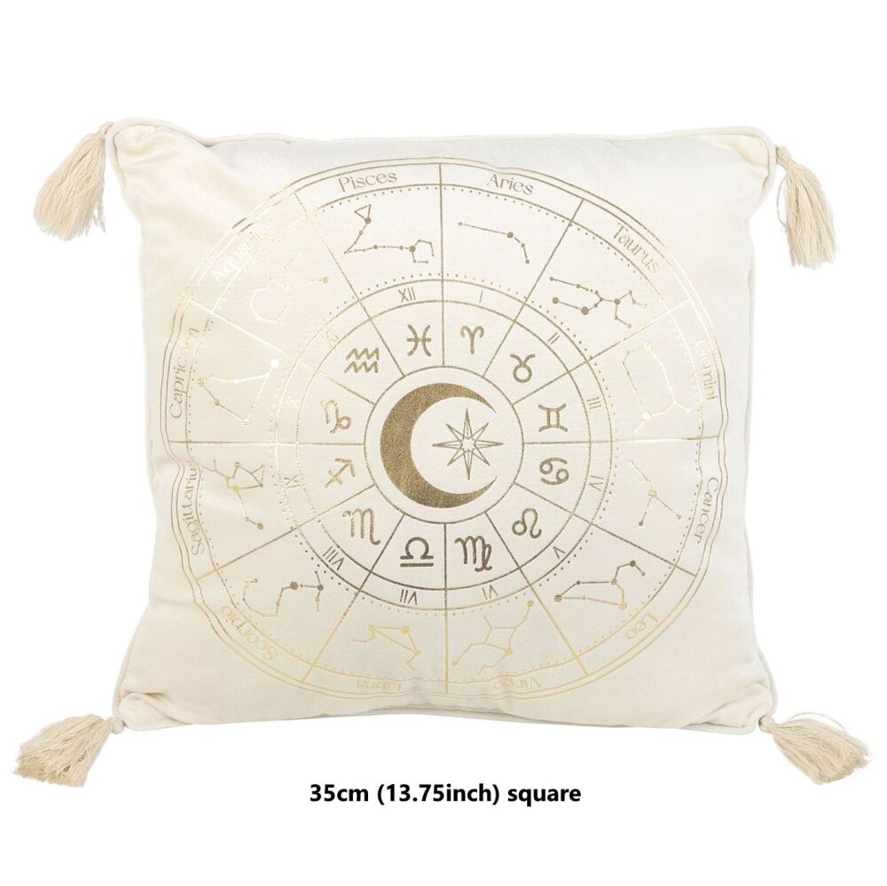 Astrology Wheel Cushion off White