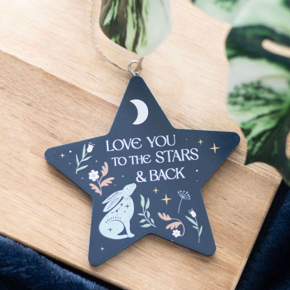Love You to the Stars and Back Midnight Hare Wall Hanging Decoration