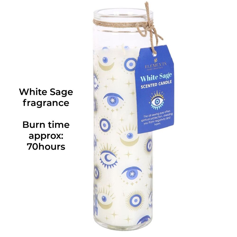 All Seeing Eye White Sage Tube Pillar Candle