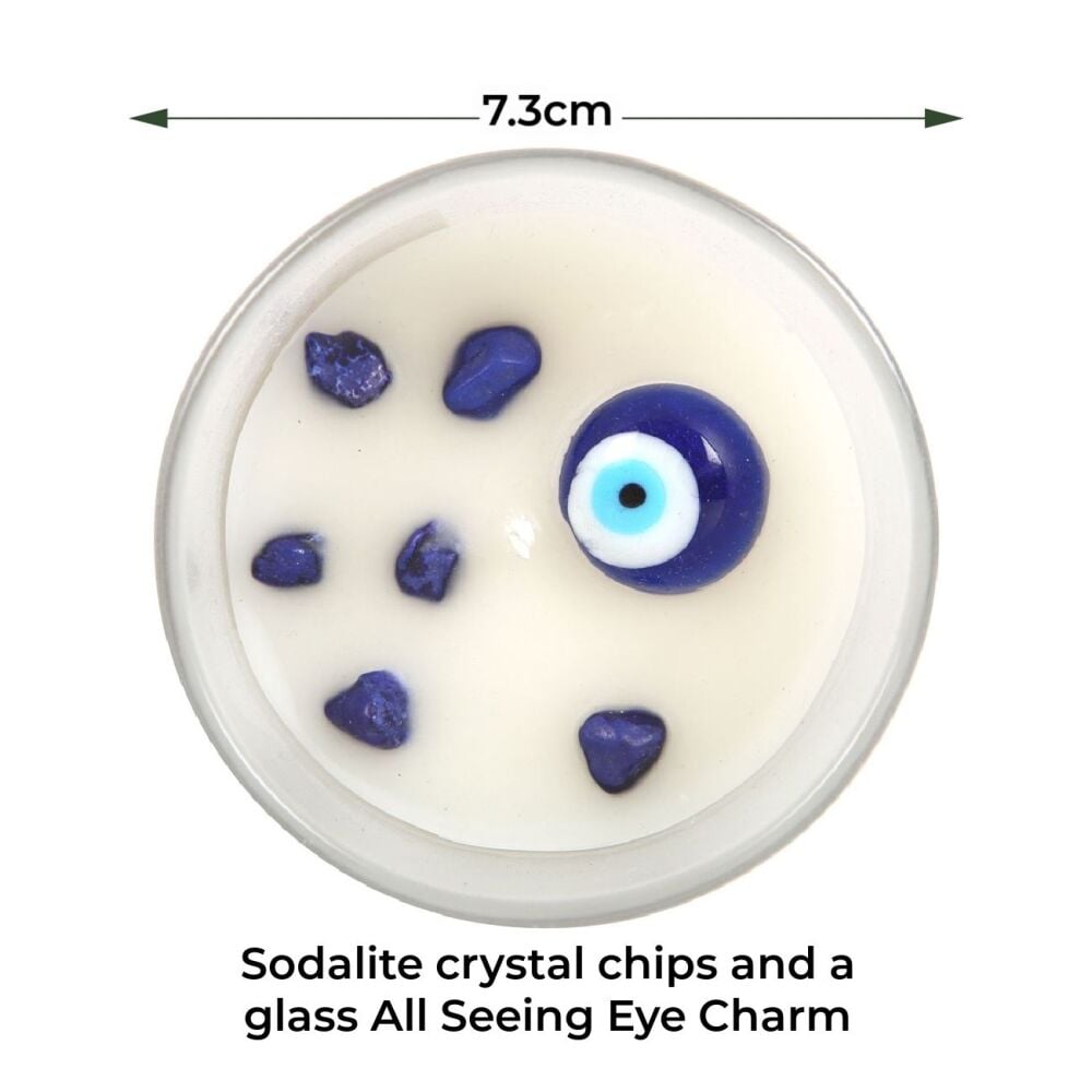 All Seeing Eye Candle White Sage Sodalite Crystal Chips