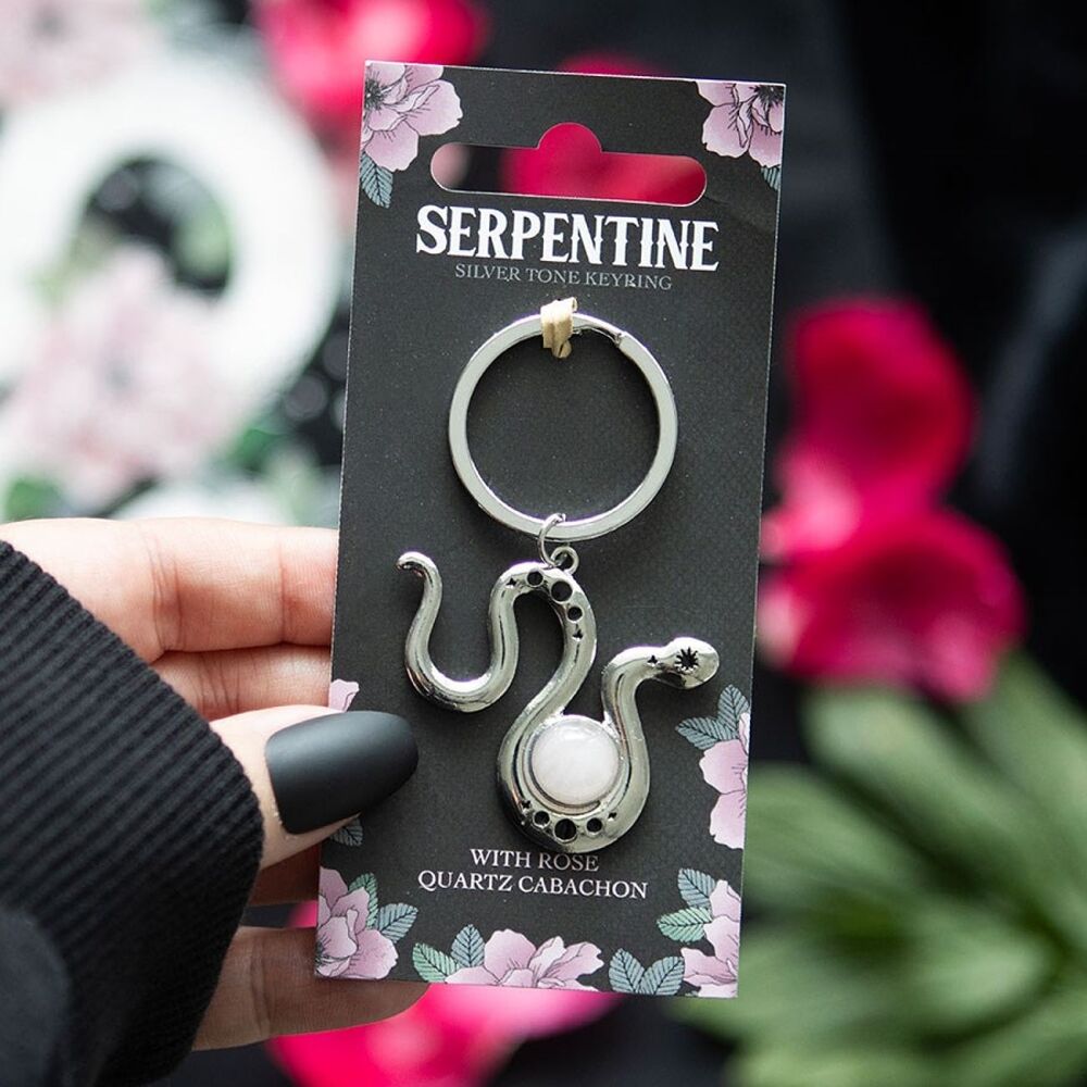 Snake Keyring with Rose Quartz Crystal