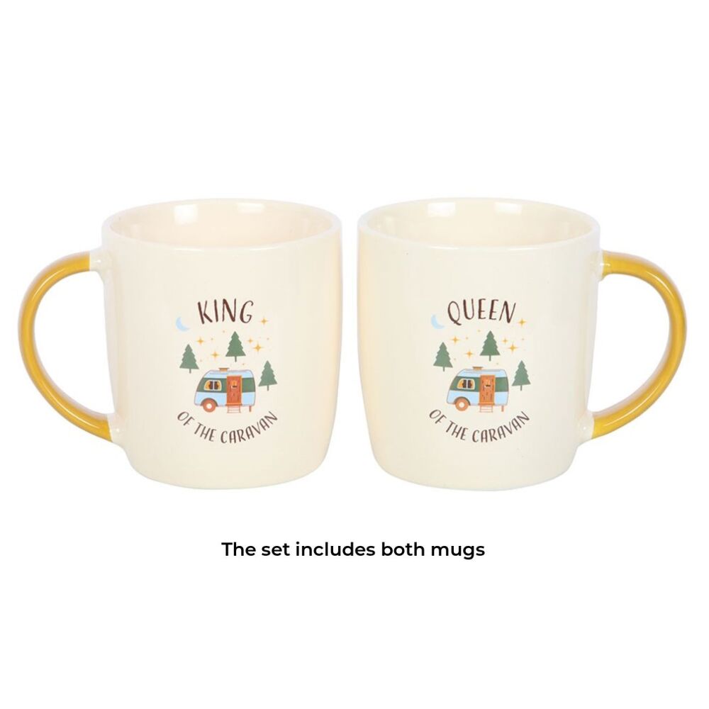 Caravan King and Queen Camping Couples Mug Set