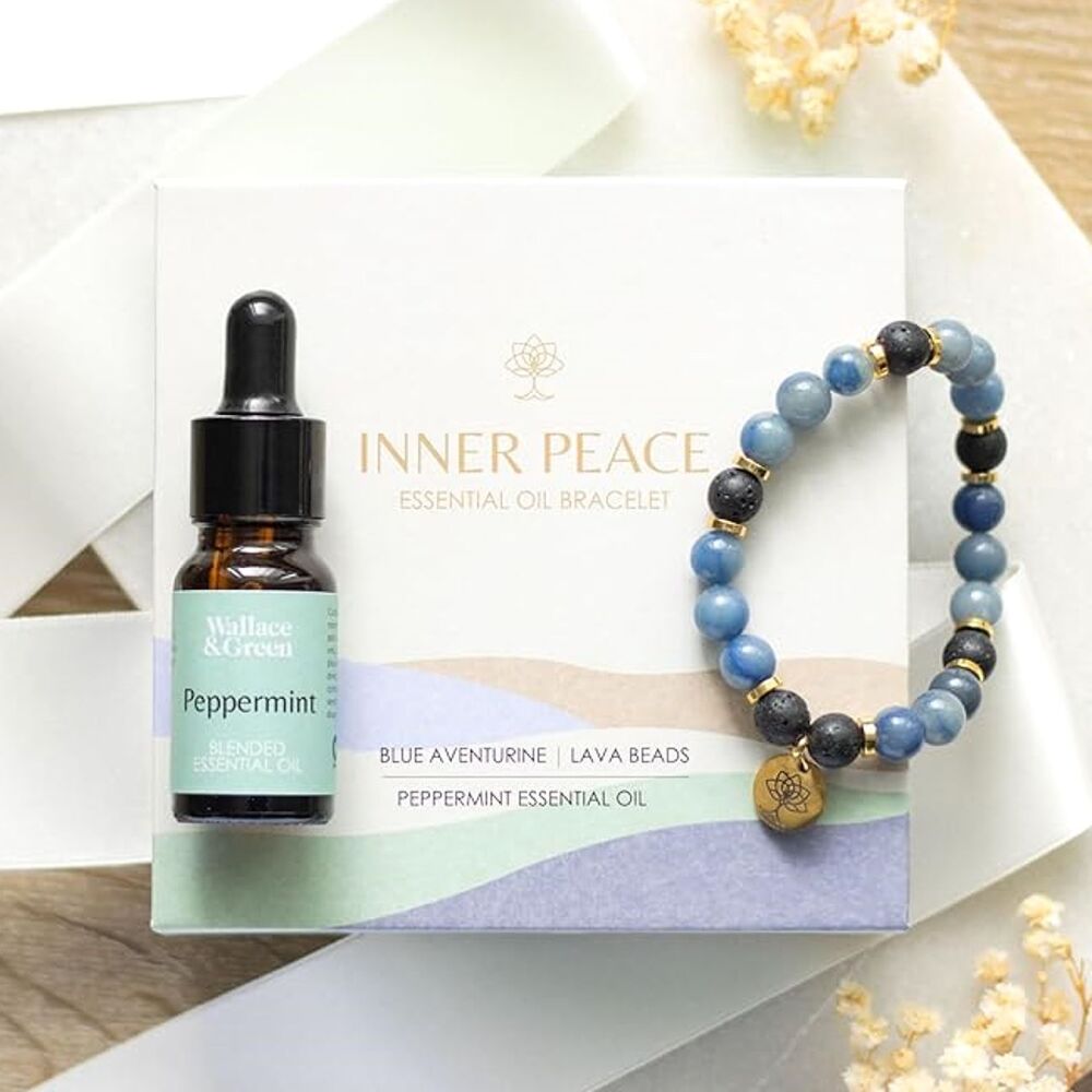 Inner Peace Blue Aventurine Crystal Essential Oil Bracelet