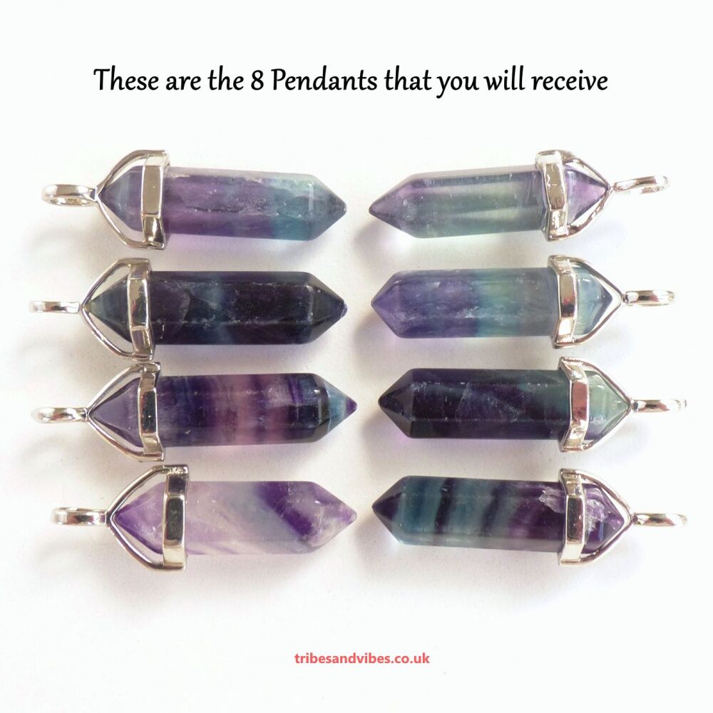 Fluorite Crystal Point Pendants 8pcs flawed #5
