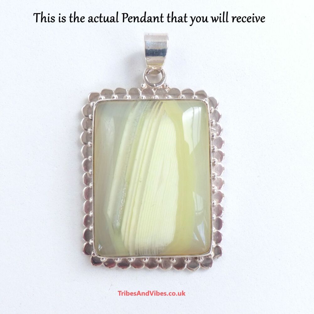 Botswana Agate Crystal Pendant Sterling Silver (#9)