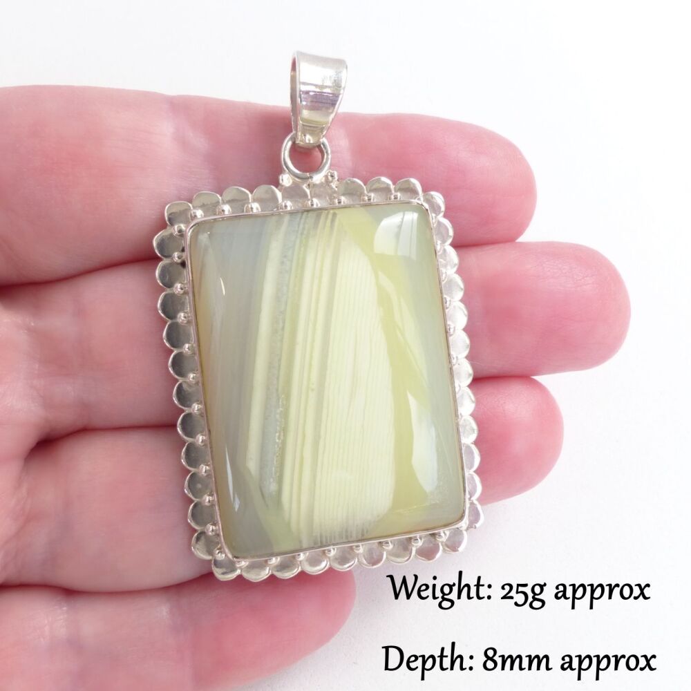 Botswana Agate Crystal Pendant Sterling Silver (#9)