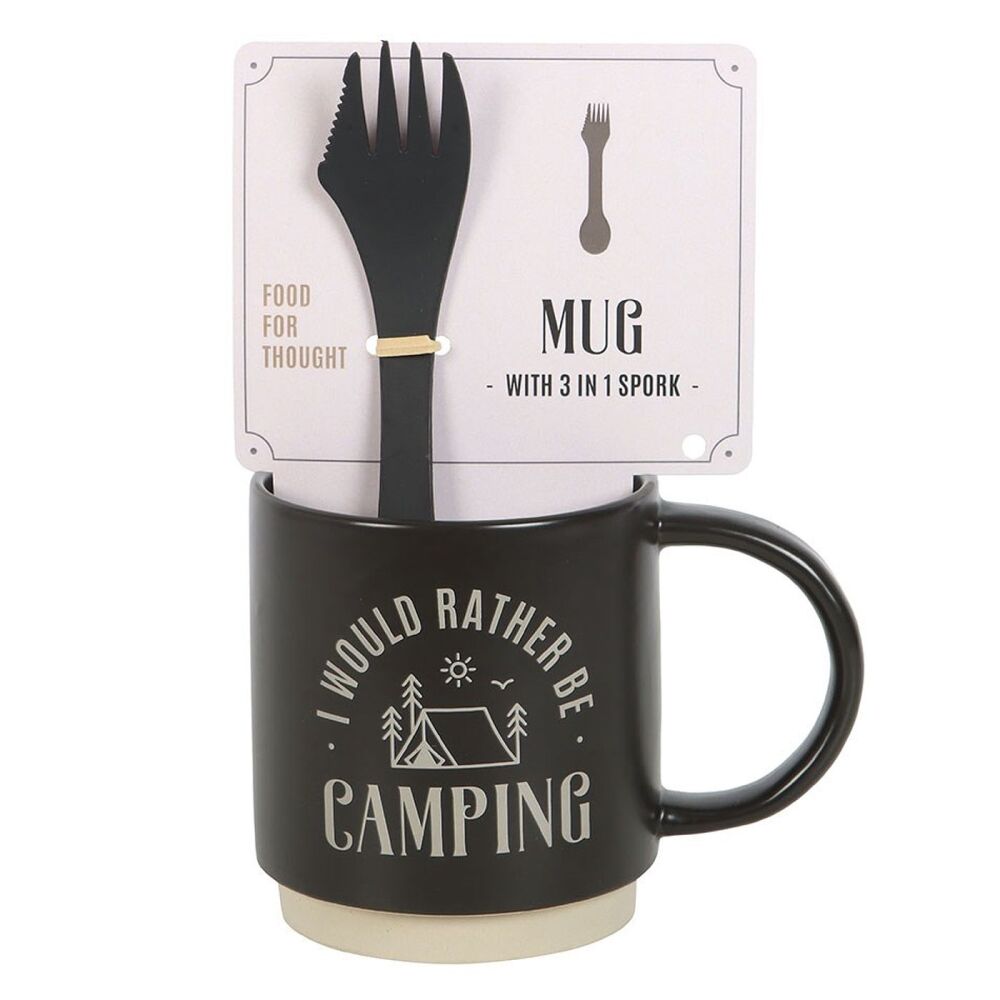 I Would Rather Be Camping Mug with 3-in-1 Spork