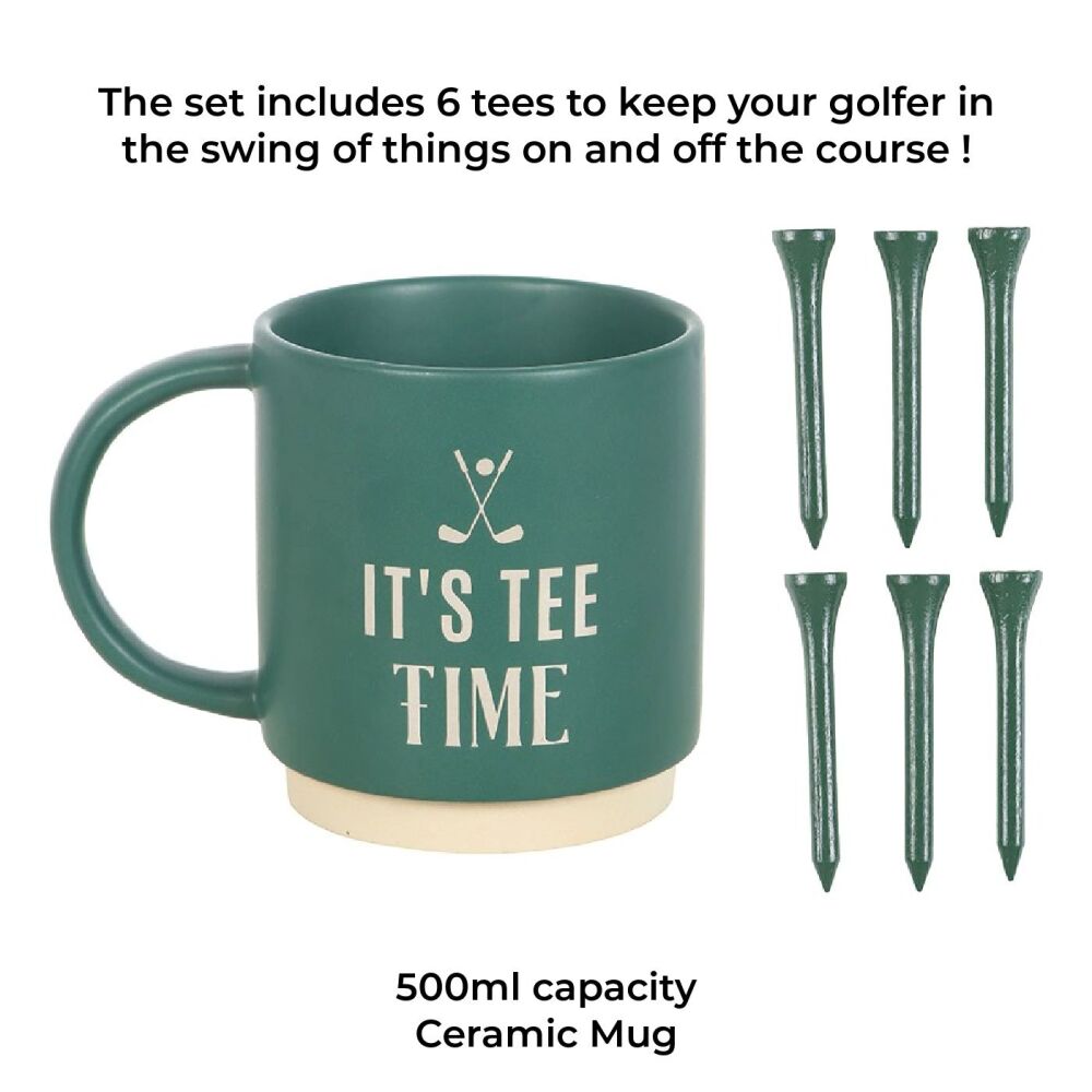 It's Tee Time Mug with Golf Tees