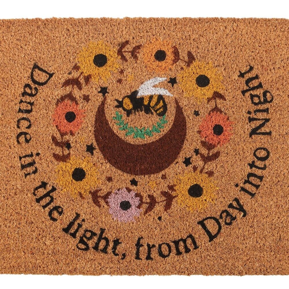 Summer Solstice Witchy Door Mat Bee and Floral Design