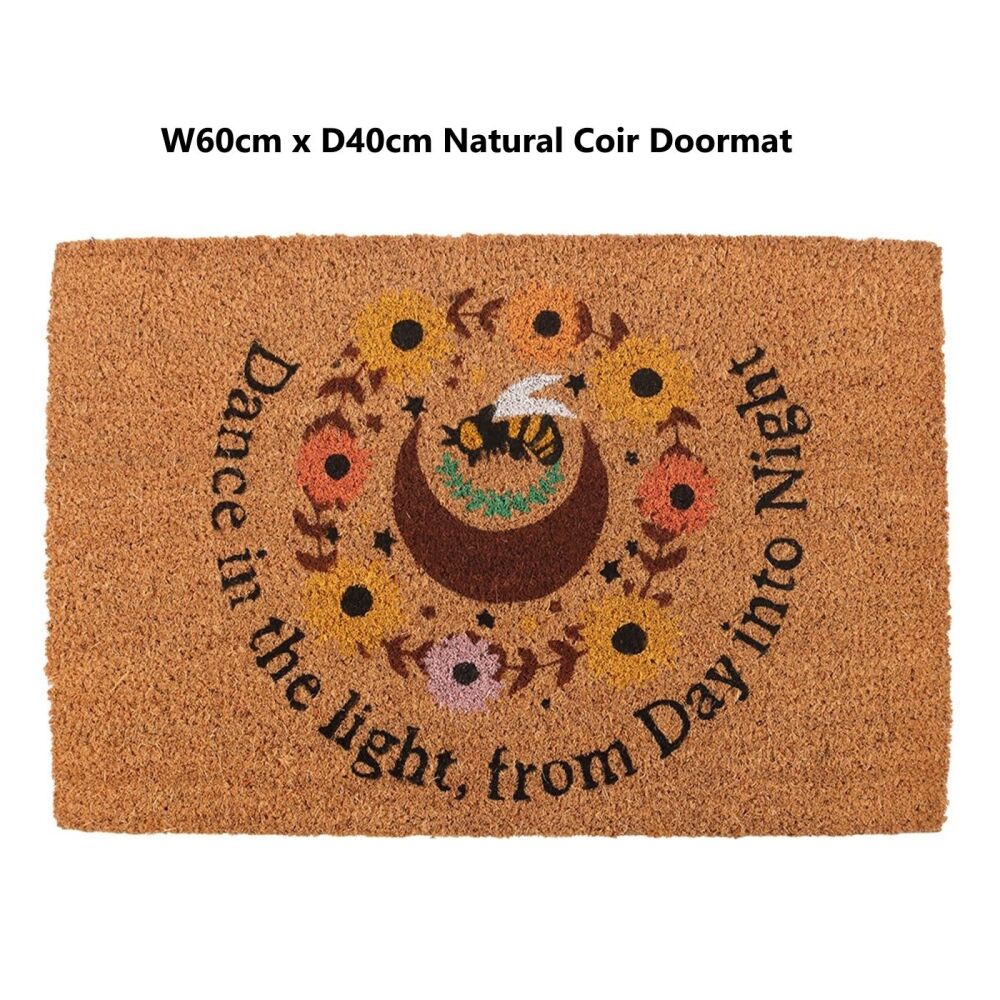Summer Solstice Witchy Door Mat Bee and Floral Design