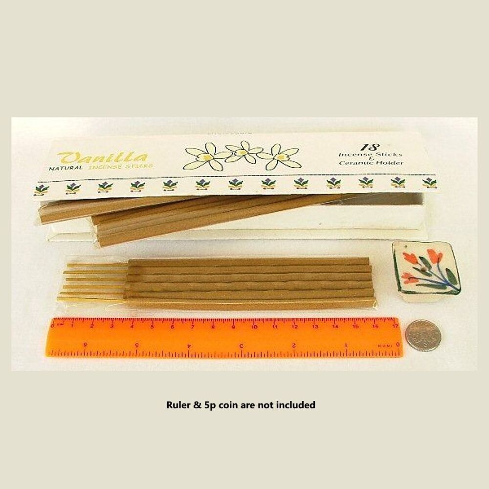 VANILLA Incense 18 Sticks + Ceramic Holder Gift Box