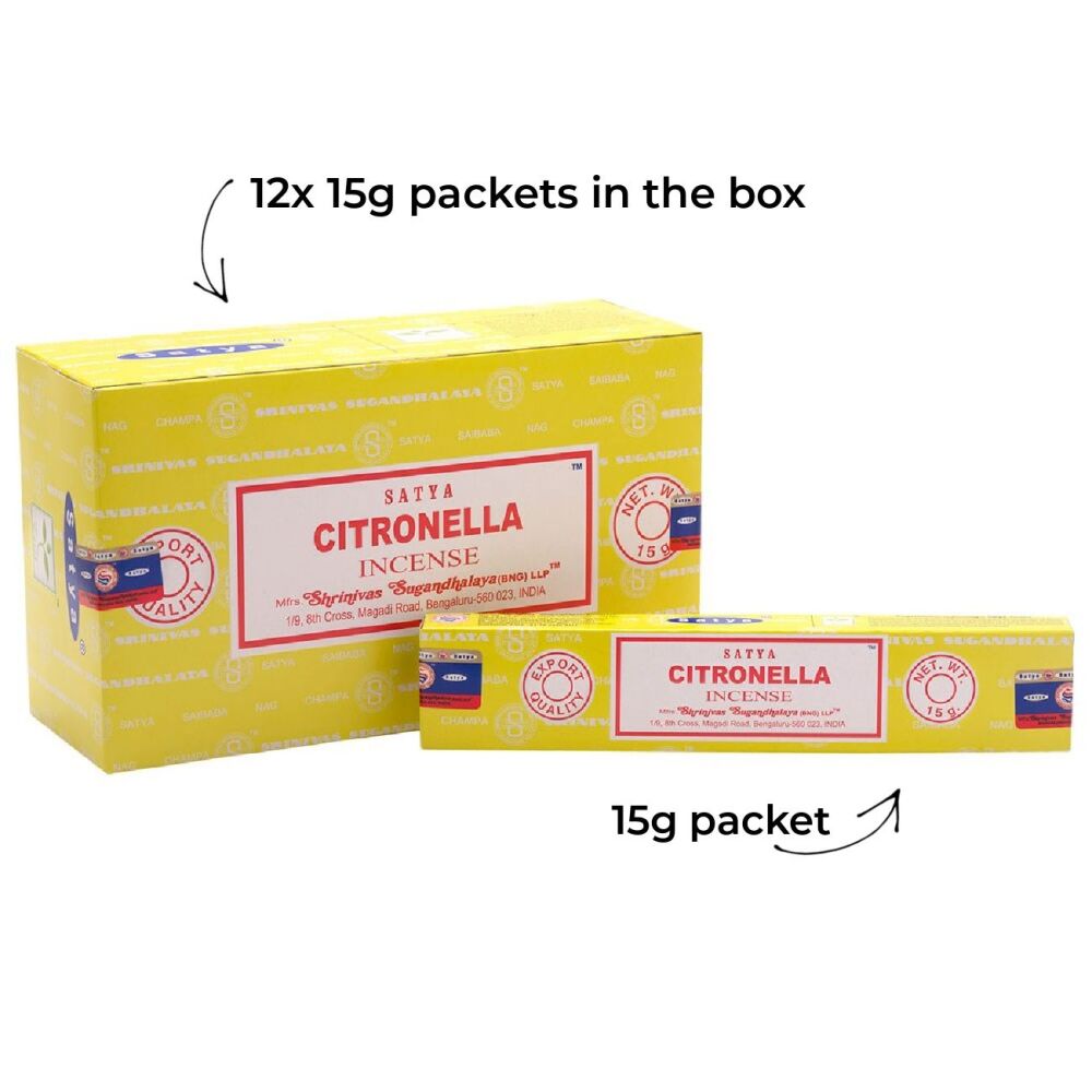 Citronella Incense Sticks by Satya 12 x 15g packs