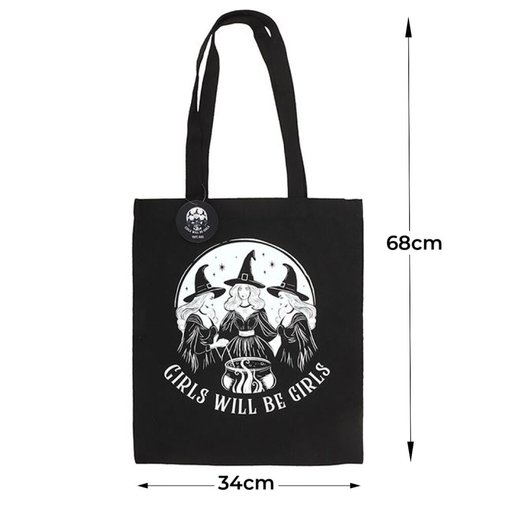 Girls Will Be Girls Witchy Polycotton Tote Bag