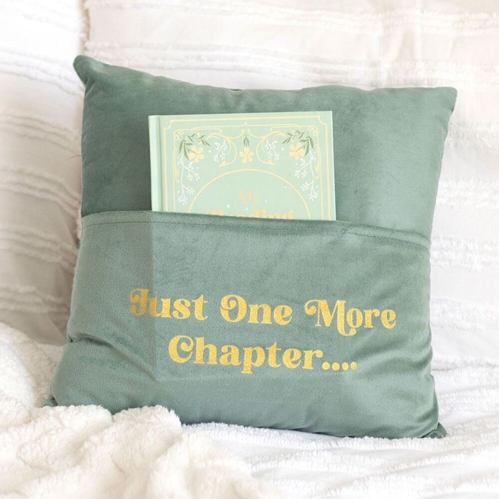 Just One More Chapter Cushion with Book Pocket