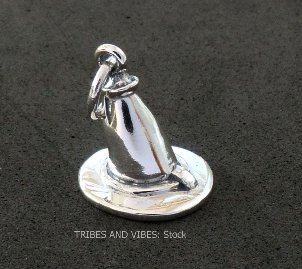Witch Wizard Hat Charm Sterling Silver (stock)
