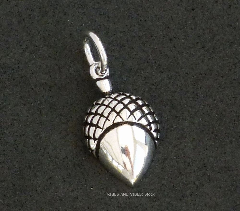 Acorn Charm 925 Sterling Silver, 18mm (stock)