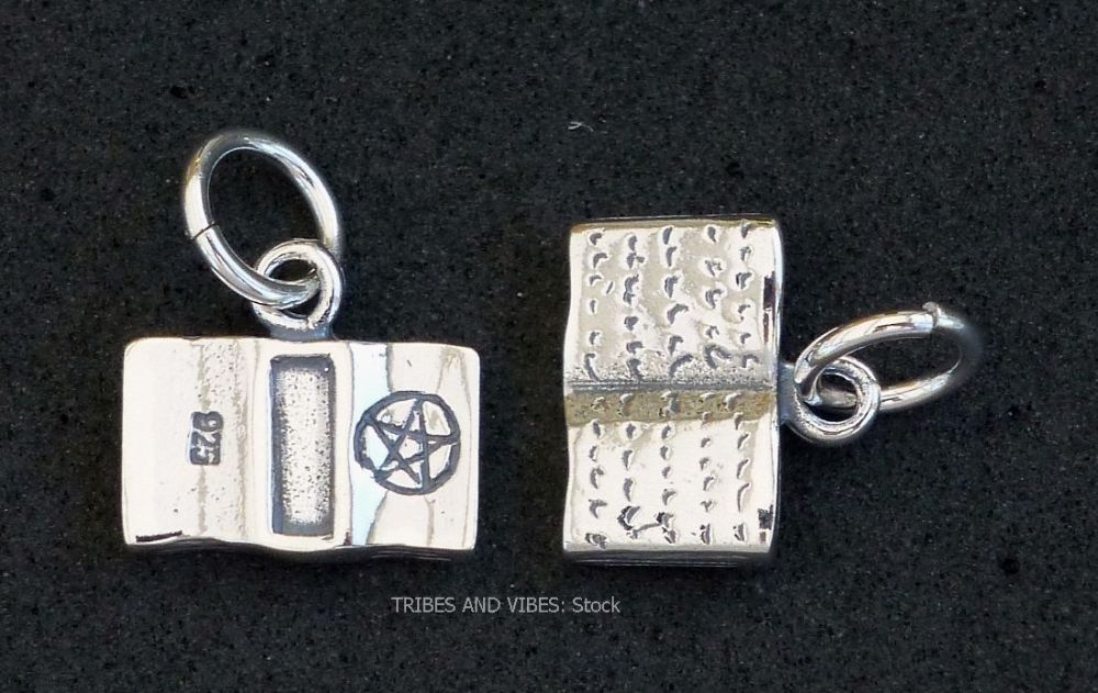 BOOK OF SHADOWS Charm Sterling Silver 2-sided (stock)