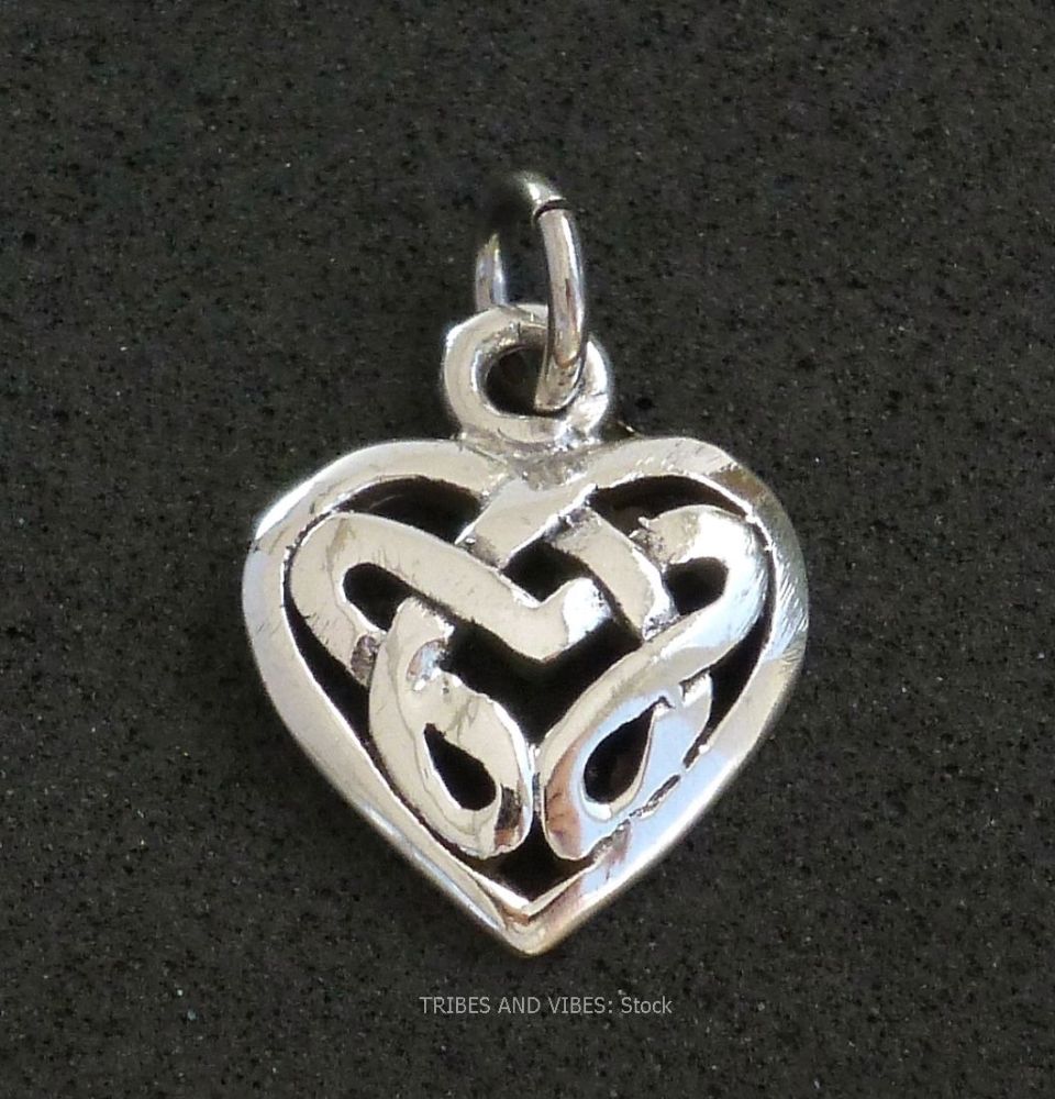 Celtic Knotwork Heart Charm Sterling Silver (stock)