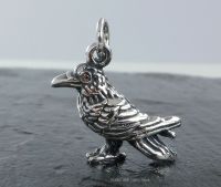 Raven Crow Charm Sterling Silver 3D