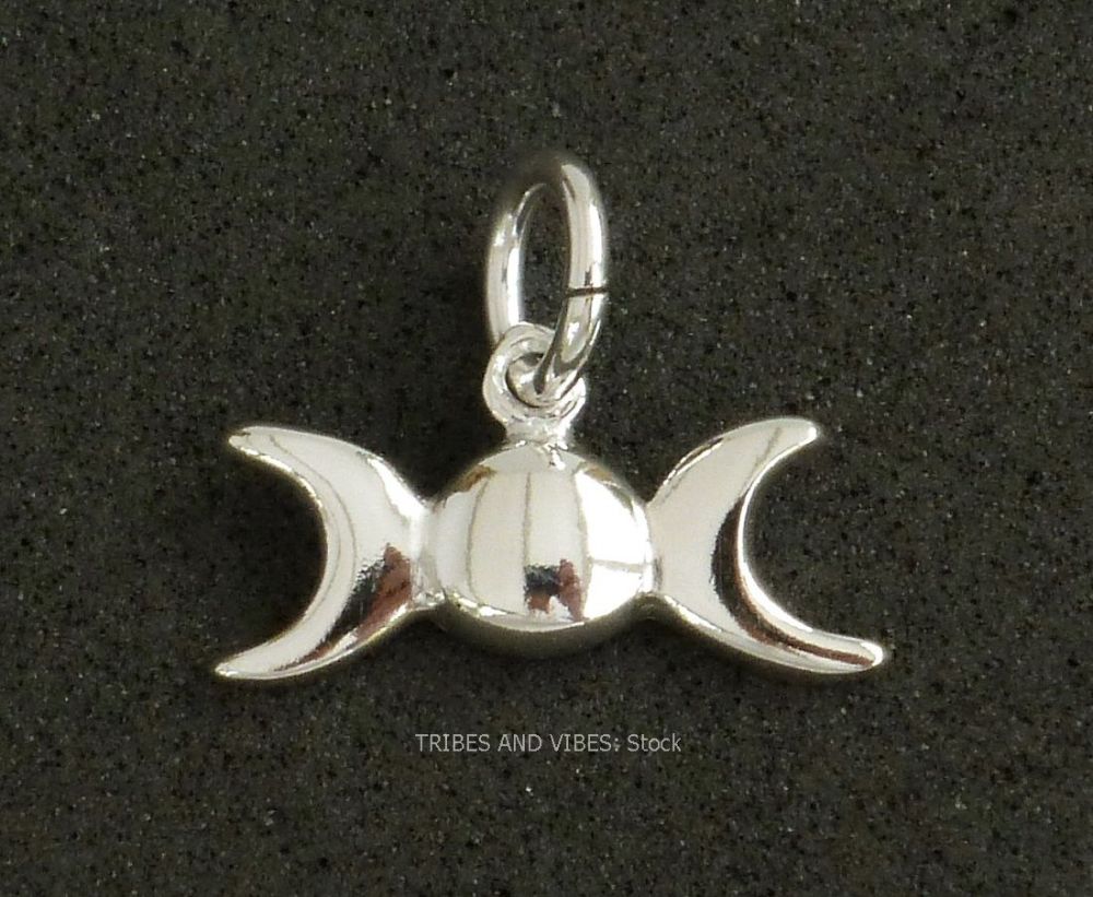 Triple Moon Goddess Charm Sterling Silver (stock)