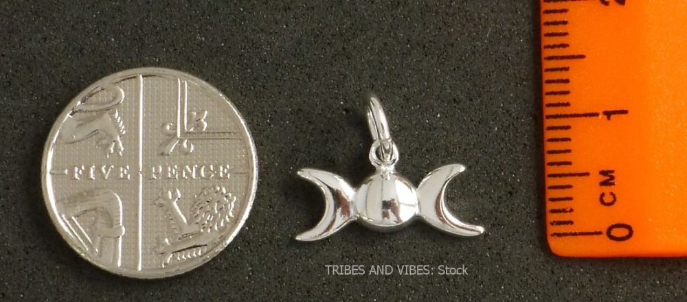 Triple Moon Goddess Charm Sterling Silver