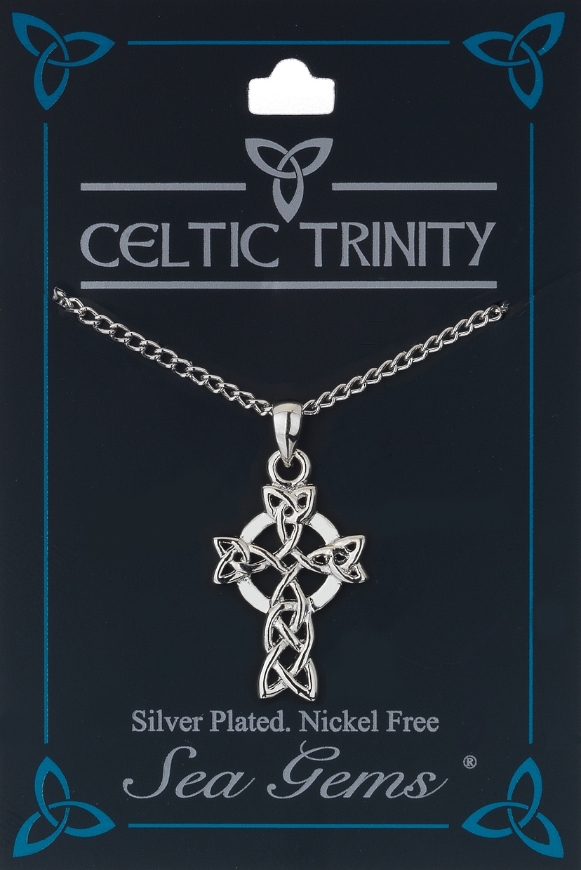 Silver Plate Celtic Cross Triquetra Necklace (stock)