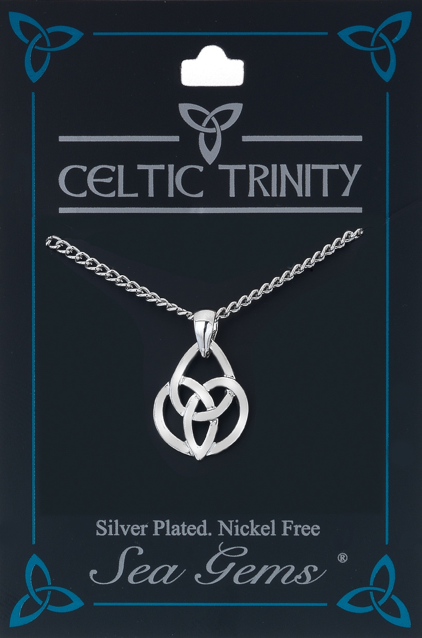 Silver Plate TRIQUETRA OVAL KNOT Necklace (stock)