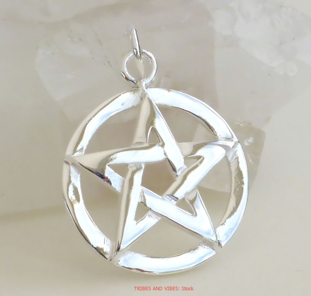 Pentacle Pentagram Pendant Sterling Silver, 20mm