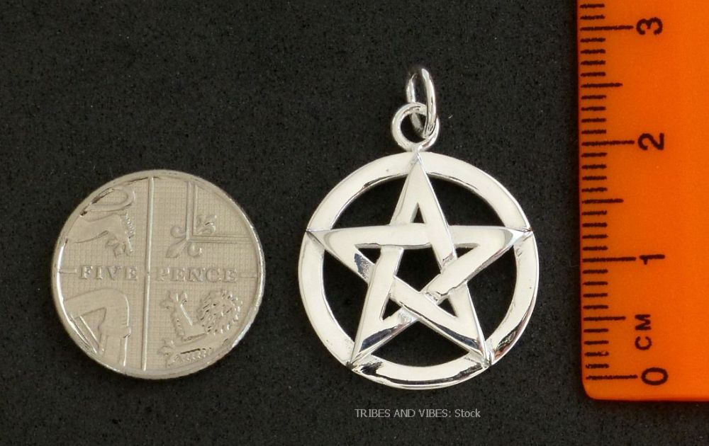 Pentacle Pentagram Pendant Sterling Silver, 20mm