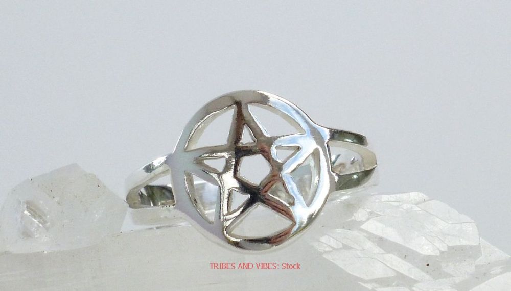 Pentacle Pentagram Toe Ring Midi Sterling Silver (stock)