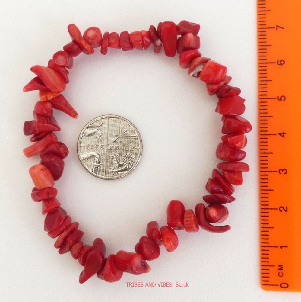 Red Coral Bracelet Chips