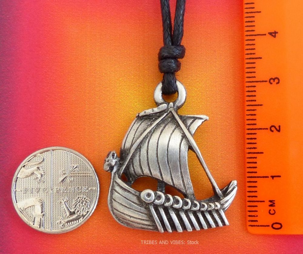 Viking Long Ship Pendant Necklace