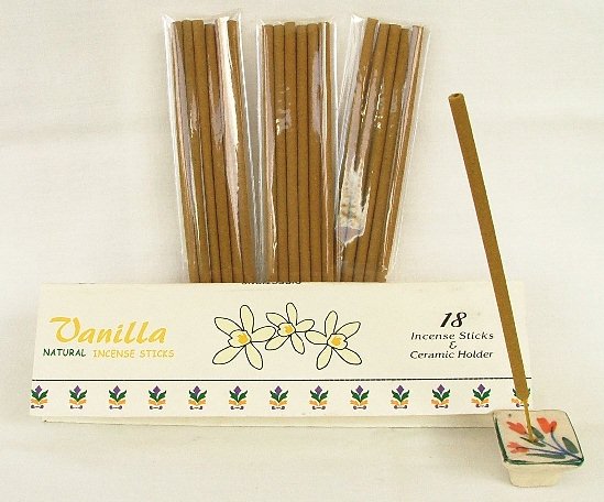 VANILLA Incense 18 Sticks + Ceramic Holder Gift Box