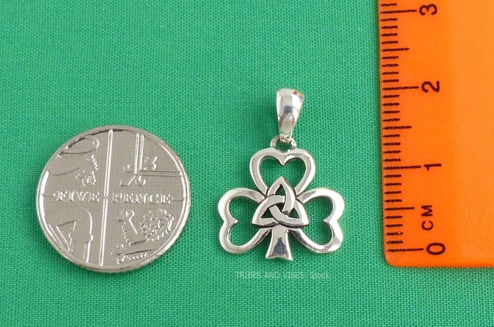Celtic Shamrock Triquetra Pendant Sterling Silver