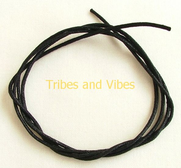 Black waxed cotton cord 89cm (35") 1.5mm wide