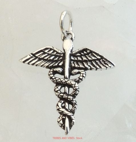 Caduceus Pendant healing Sterling Silver Jewellery