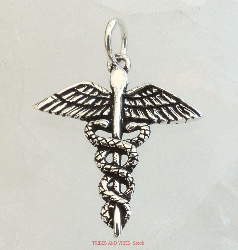 Caduceus Pendant, Sterling Silver (stock)