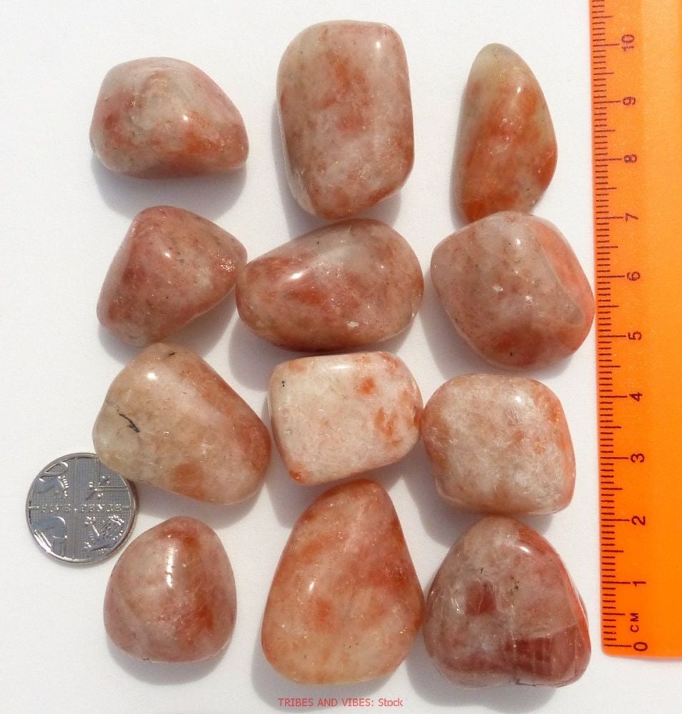 Sunstone Crystal Tumbled Stones, 20-25mm