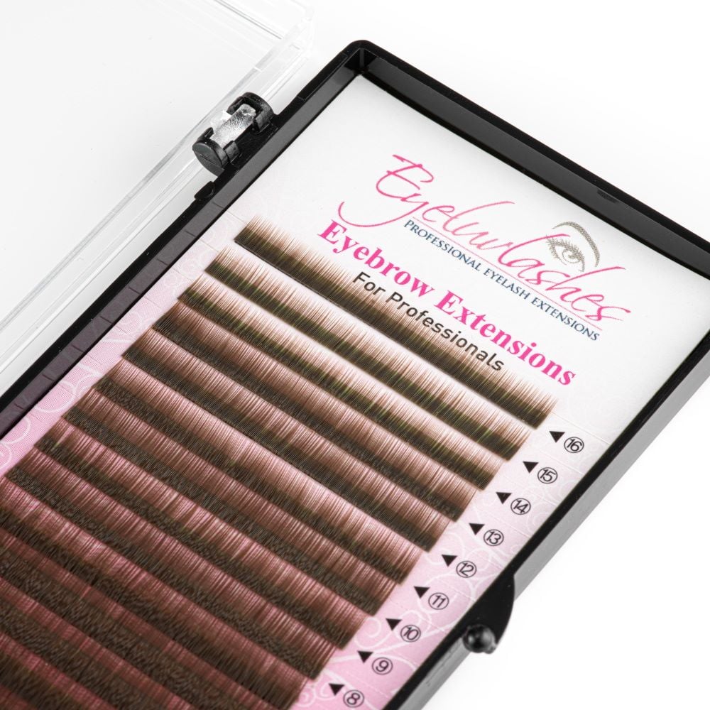 Eyebrow Extension Tray, Medium Brown (or use for lower eyelid lashes), Mix Lengths 4-8mm