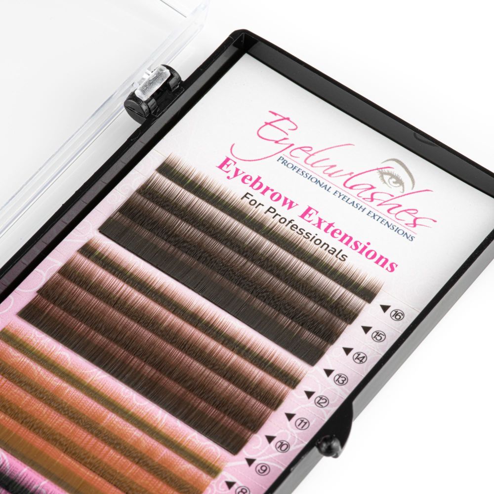 Eyebrow Extension Tray, 4 Colour Mix Dark Brown/Medium Brown/Light Brown/Black. (or use for lower eyelid lashes) Mix Lengths 4-7mm SALE