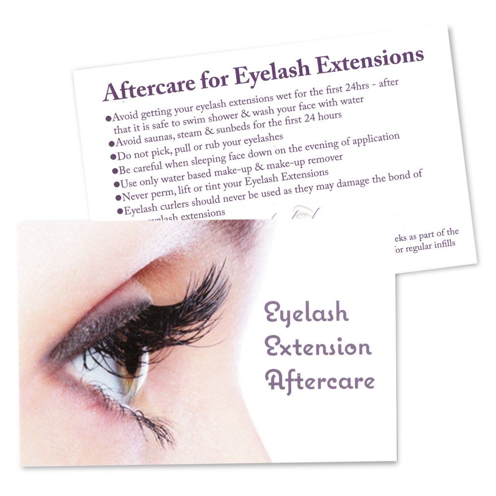 Client Aftercare Cards for Eyelash Extensions