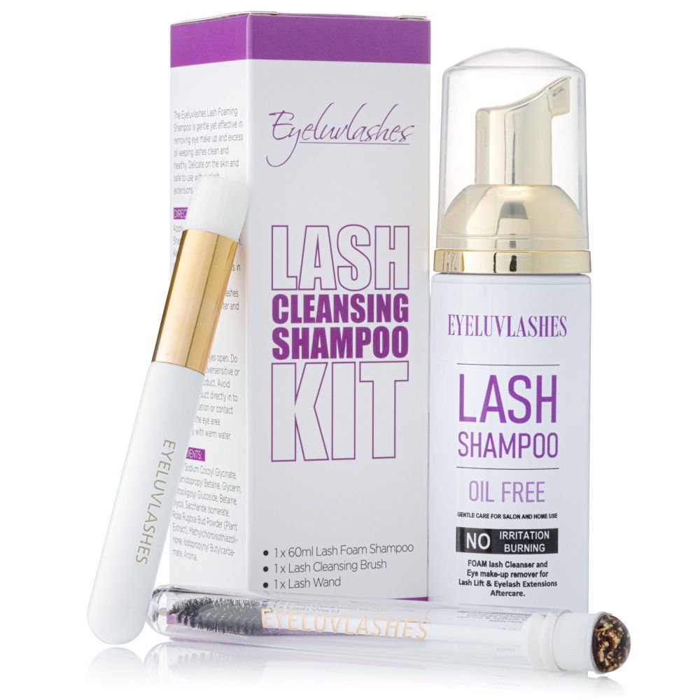 Lash Shampoo KIT containing a Full Size Lash Shampoo, Lash Cleanser Brush &