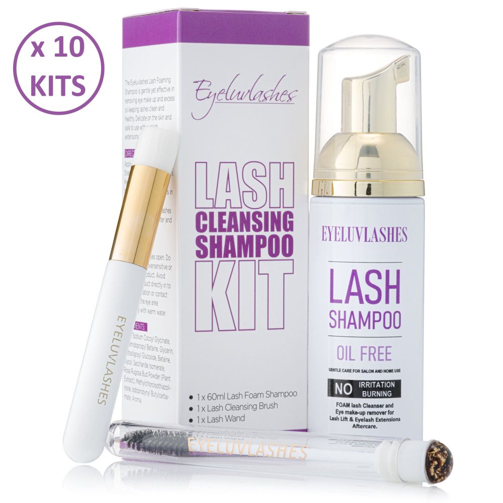 Lash Shampoo KIT x 10 - contains 10 x Full Size Lash Shampoo,  10 x Lash Cl