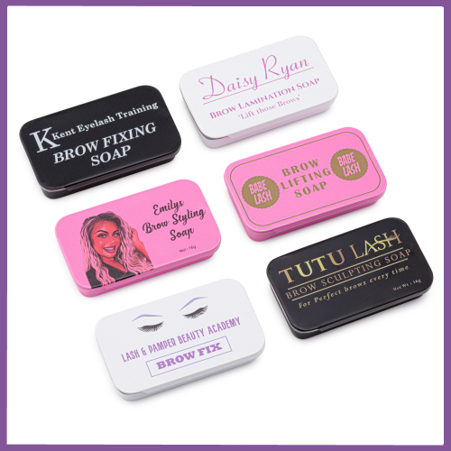 printed brow lamination soap tins