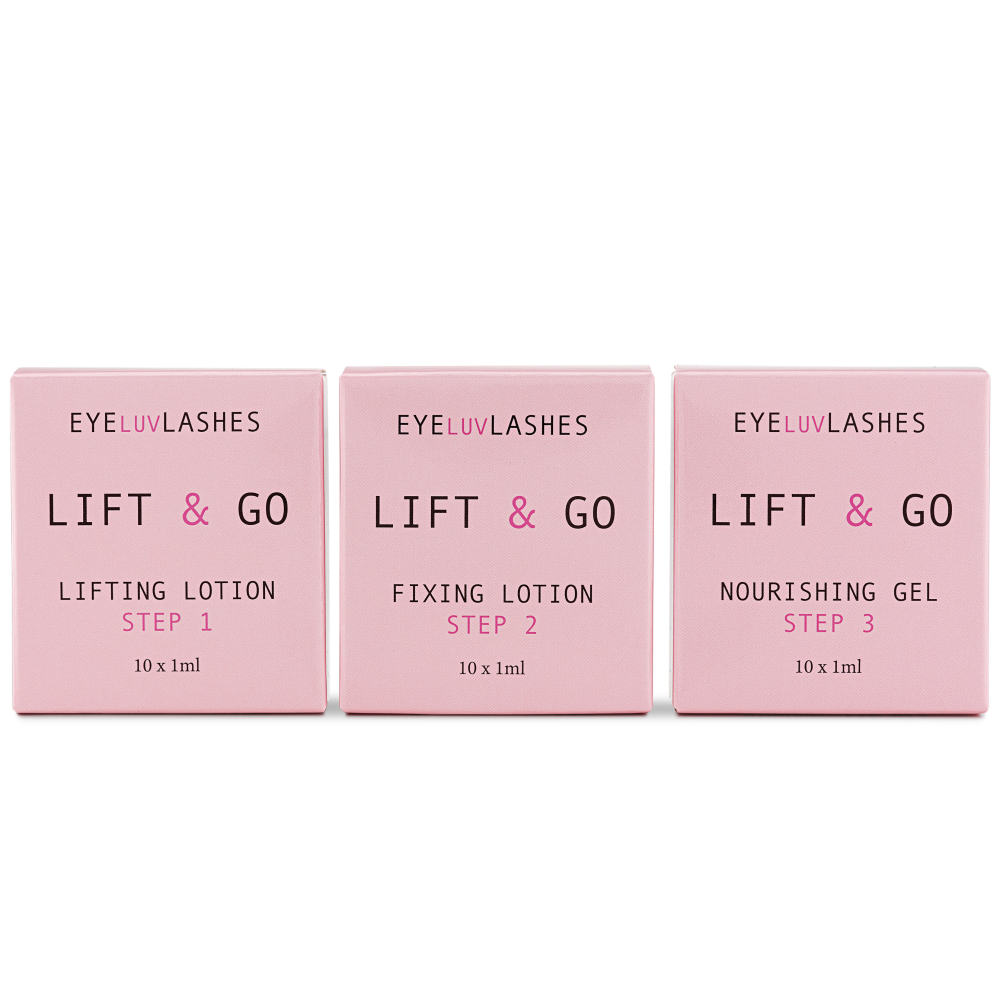 Lash 'Lift & Go' Lotion Set 30 Sachets (10 x Lifting,10x Fixing,10 x Nourishing Gel) 1ml Sachets  Lash Lift Brow Lamination