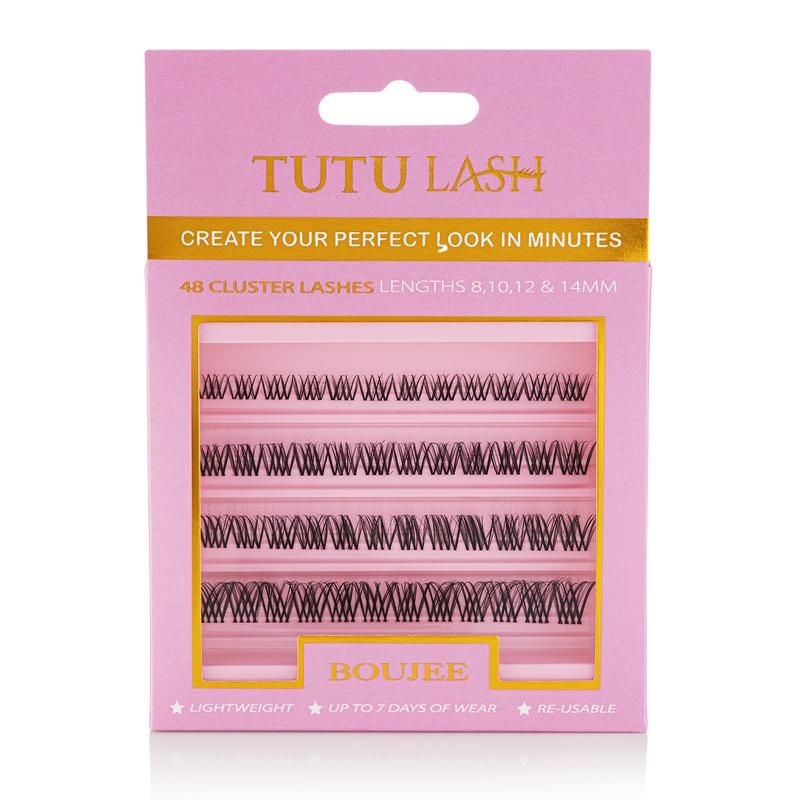 TUTU LASH Boujee Cluster Lashes 48 Lash Cluster Box, Re-usable clusters, strong bonding up to 7 Days of wear at a time, lightweight, re-usable.